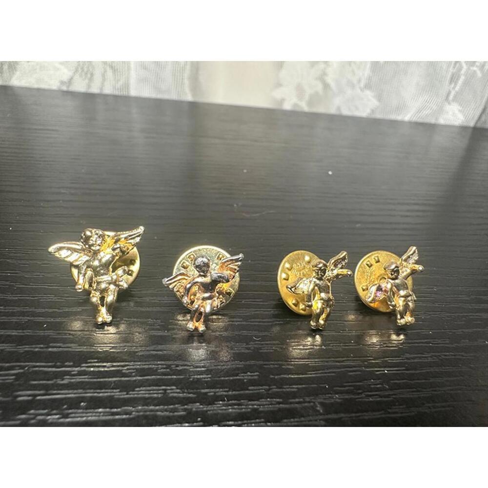 Vintage Gold-Tone Cherub / Angel Lapel Pins – Set of 4